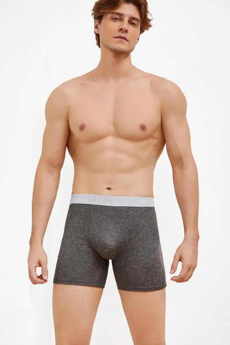 4Pcs/Set Seamless Milk Silk Mid-Long Boxer Shorts For Men Fashion High Elastic Leisure Comfortable Boyshort Sexy Male Underwear