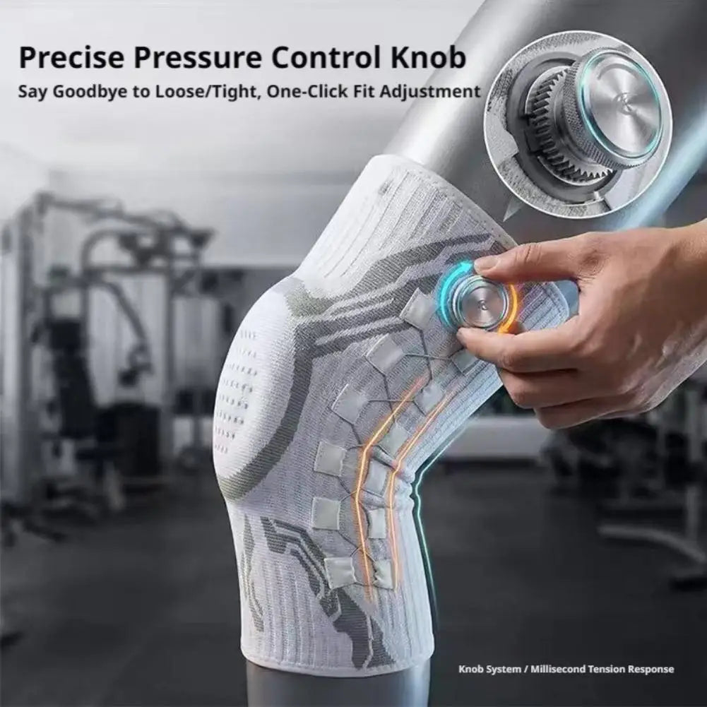 Knob Adjustable Knee Brace 360 Degree Protection Spring Lateral Support Anti-Slip Silicone Pads Breathable Knee Sleeve