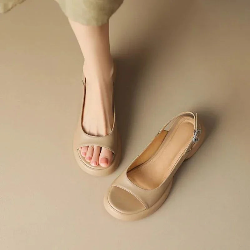 New Women's Leather PU Platform Casual Sandals Ladies Gladiator Open Toe Beach Shoes Woman Shallow Roman Sandalias