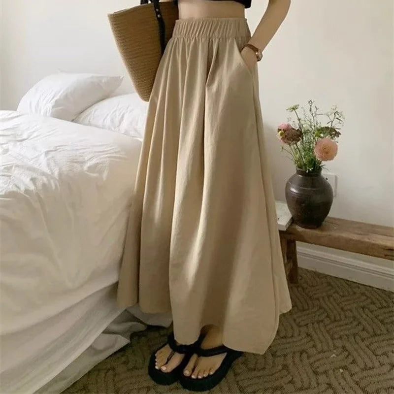 2026 Summer Women Fashion Colorful Long Skirts Girls Versatile Comfortable Elastic Dress Female Concise Leisure Vacation Skirts