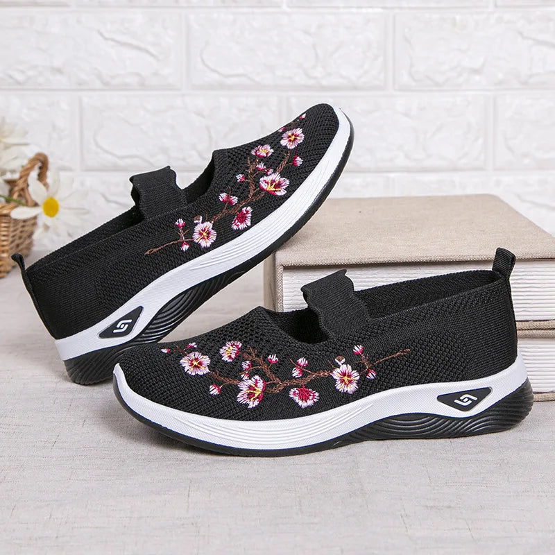 Women's Shoes 2025 Summer Casual Sneakers Breathable Embroidered Chunky Sole Affordable Free Shipping