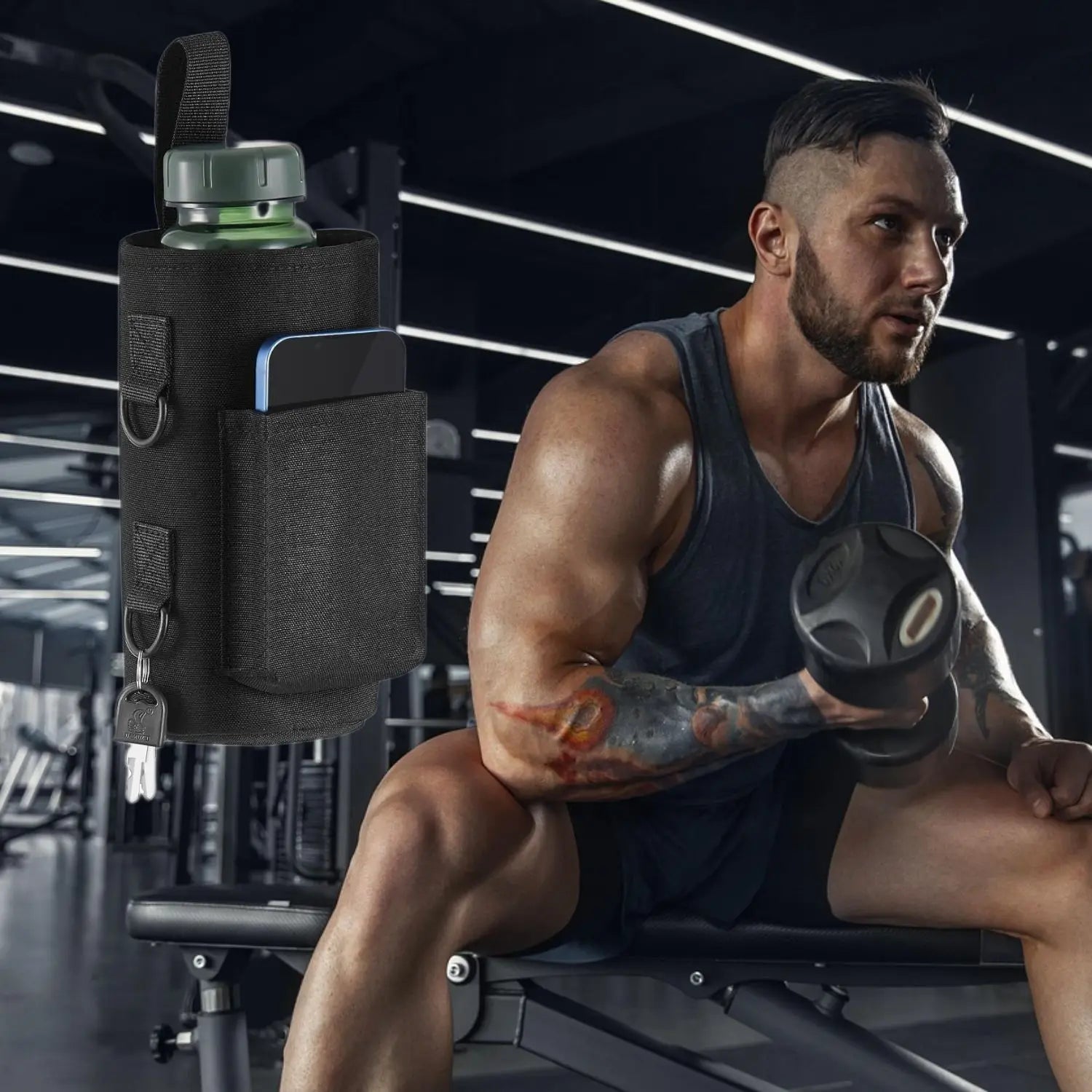 Magnetic Gym Water Bottle Bag Non Slip Magnetic Gym Sling Bag Portable Magnetic Water Bottle Carrier Holder for Gym Accessories