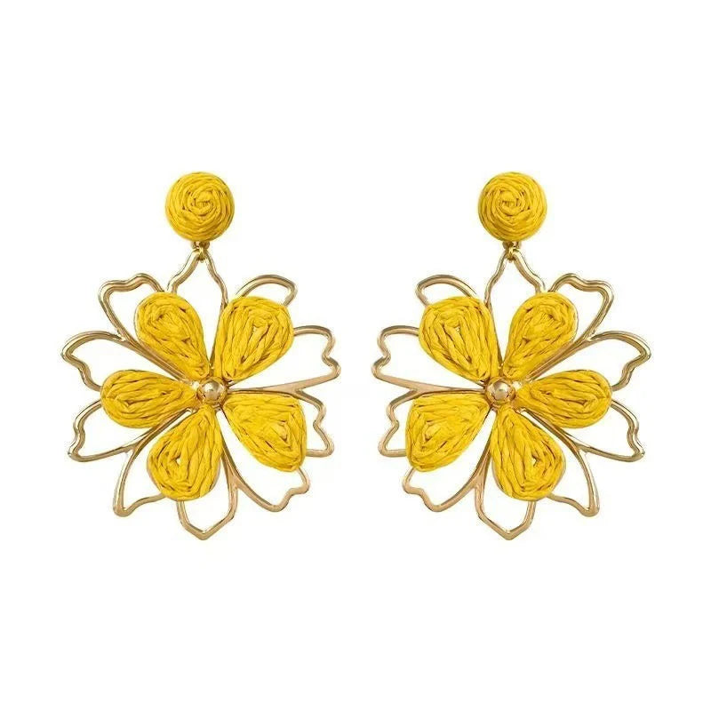 Cute Summer Flower Earrings Handmade Vacation Bohemian Earrings Exaggerated Beach Women Jewelry Party