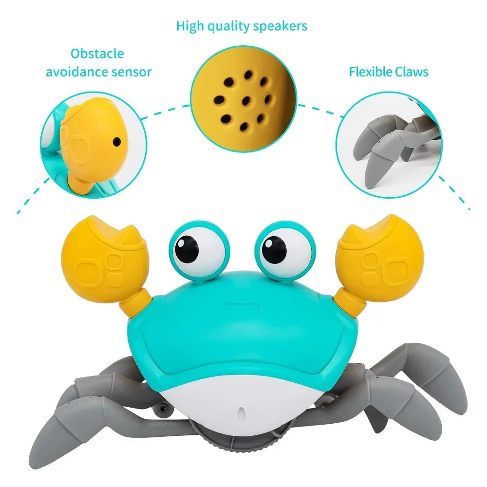 New Auto-sensing Escape Crab toy Children Crawling Avoiding Obstacles Electronic Pet With Music Baby Walking Toy Without battery