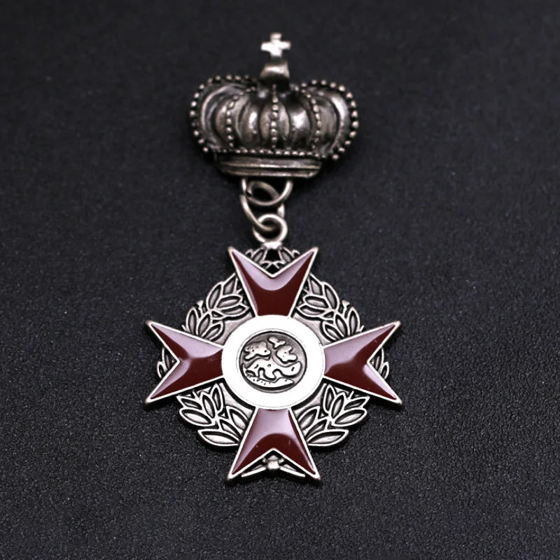 Hot selling trendy product Instagram style coat badge clothing accessories Cross Crown Medal brooch