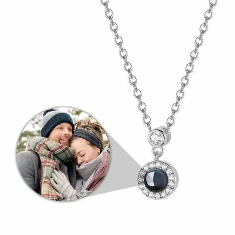Personalized Picture Projection Necklace Custom Photo Pendant Necklace Love Memorial Gifts Birthday Gifts for Mom Wife Valentine