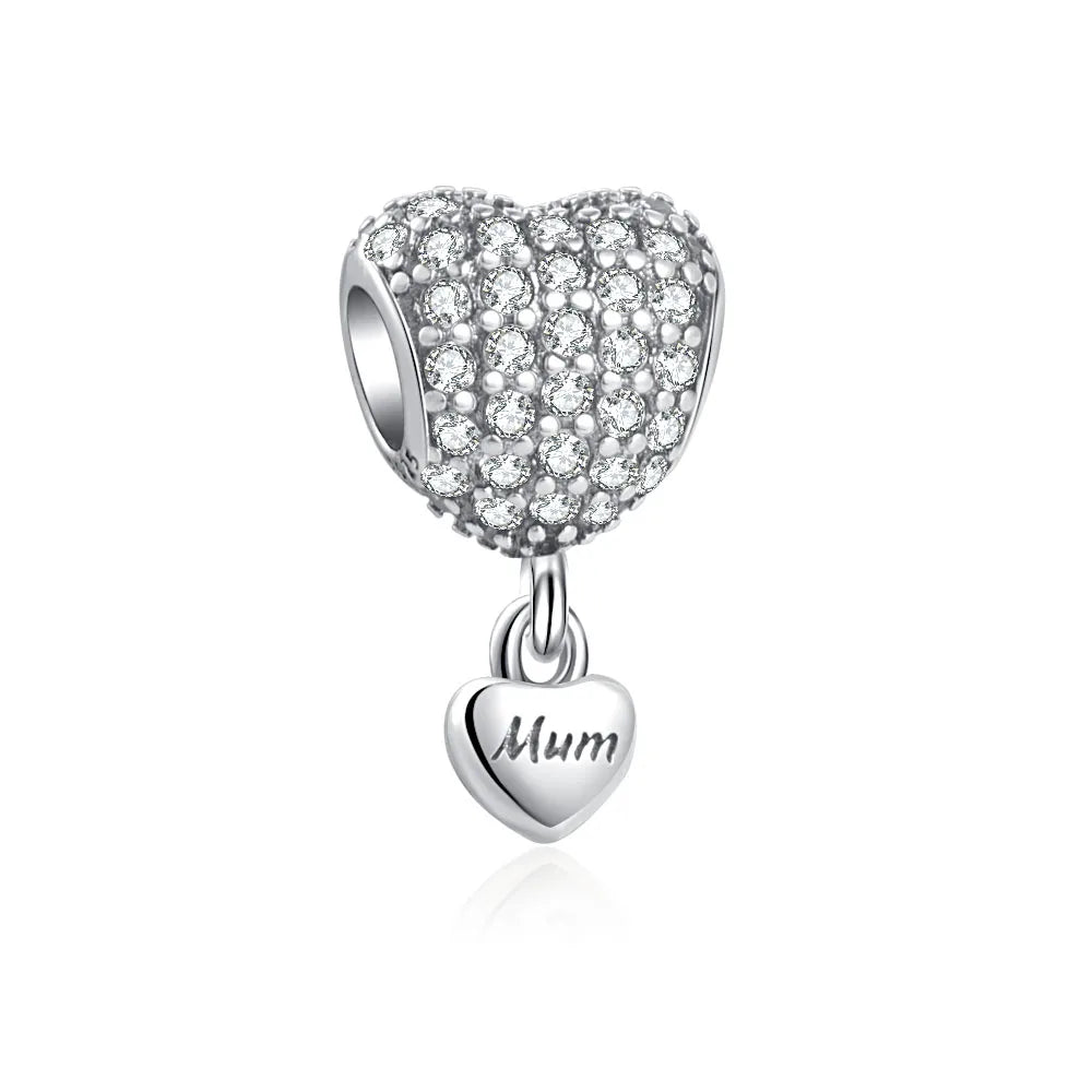 Hot Selling 925 Silver Sibling Daughter Heart-Shaped Charm Bead Suitable For Original European Bracelet DIY Women's Jewelry Gift