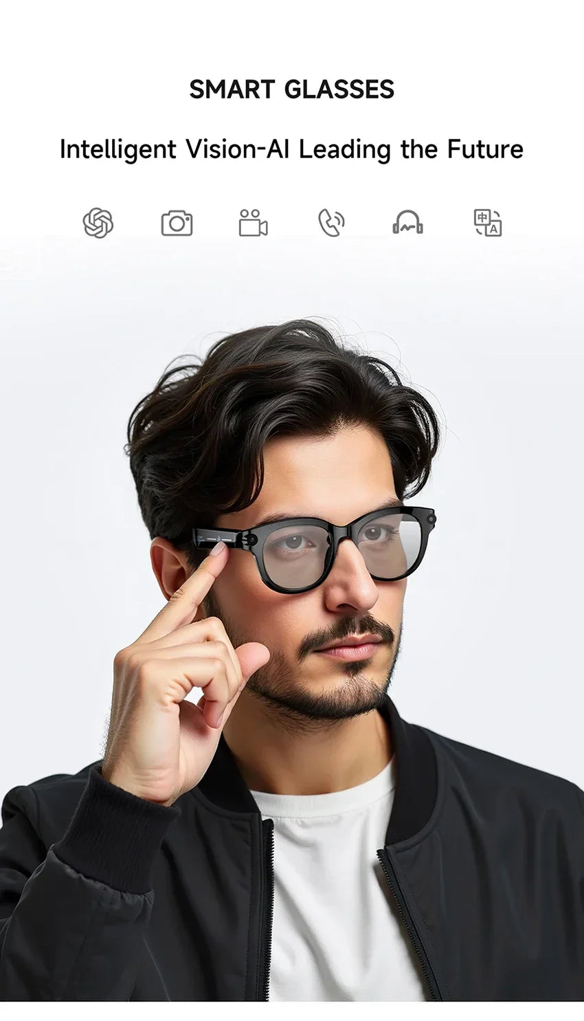 New Smart AI Glasses 800W Shooting Camera HD Photo Video Voice Call Translation Waterproof Bluetooth AI Motorcycle Glasses