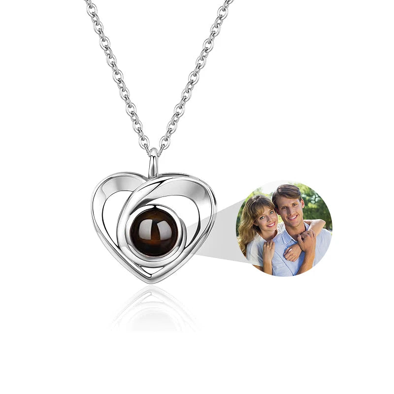 Personalized Picture Projection Necklace Custom Photo Pendant Necklace Love Memorial Gifts Birthday Gifts for Mom Wife Valentine