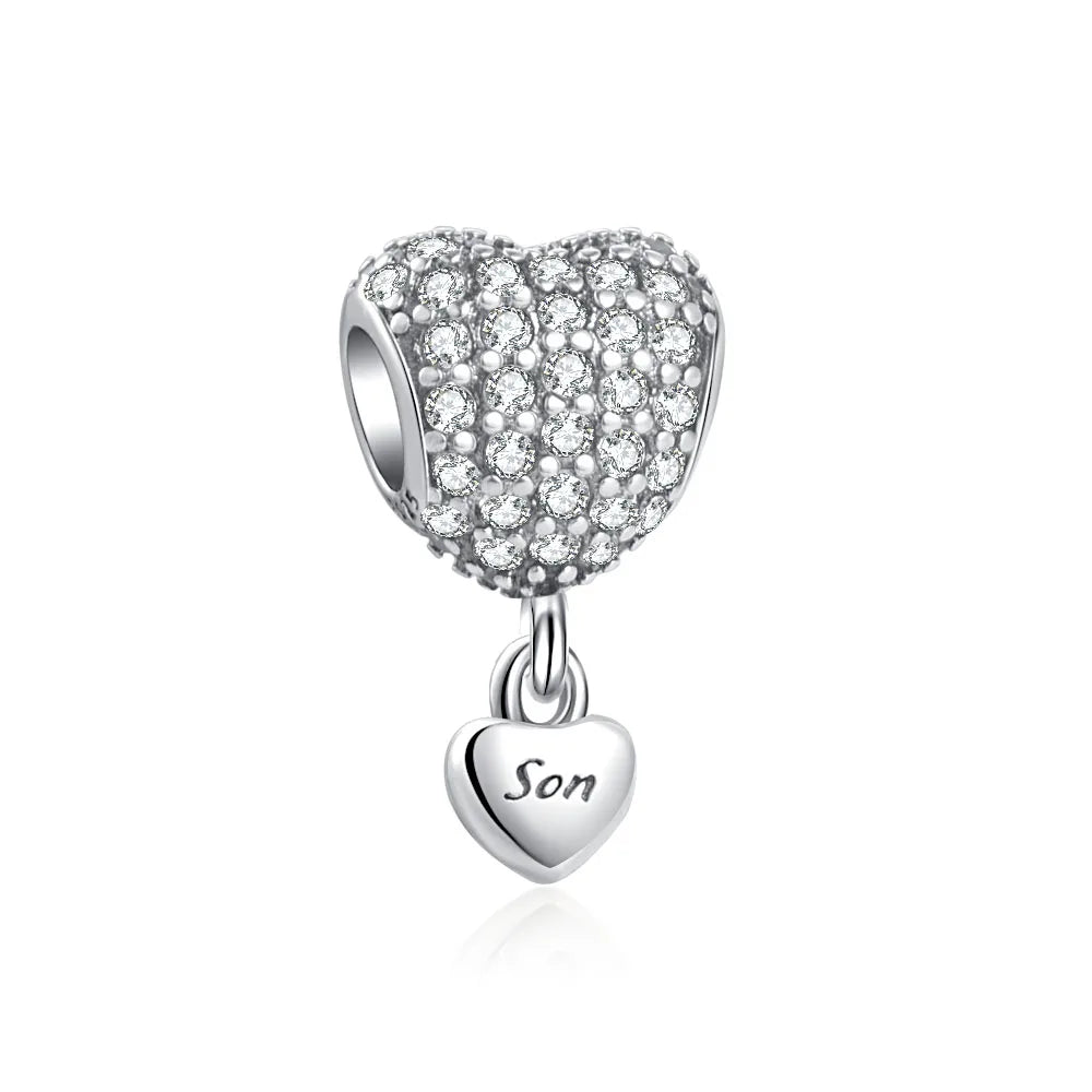 Hot Selling 925 Silver Sibling Daughter Heart-Shaped Charm Bead Suitable For Original European Bracelet DIY Women's Jewelry Gift