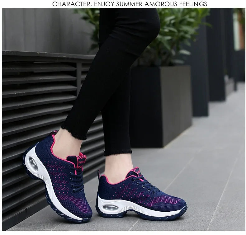 Woman Sneakers Fashion Casual Shoes Summer Cushion Mesh Female Shoes Comfortable Breathable Heightening Sneakers for Women