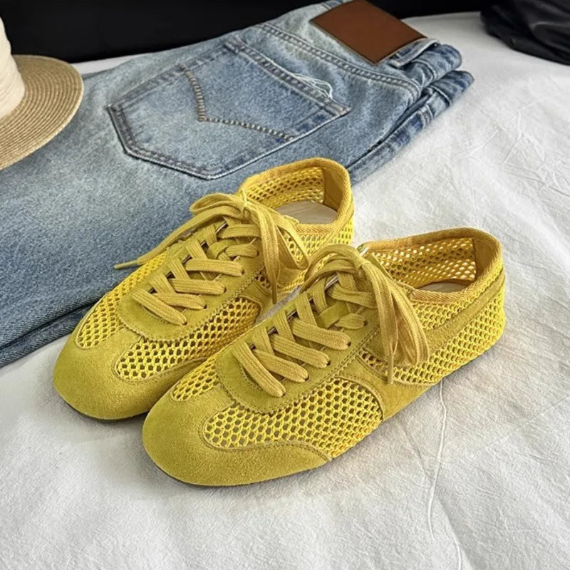 Women Sneakers 2026 Summer German Training Shoes Mesh Breathable Genuine Leather Shoes For Women Sports Casual Tennis Shoes