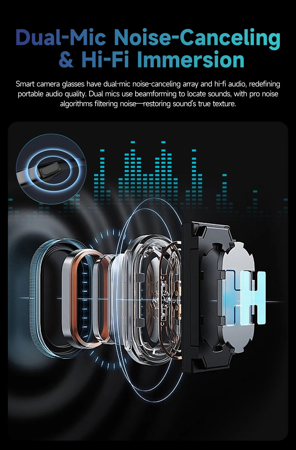 AI Smart Glasses with Camera 4K HD Video and PhotoCapture Real-TimeTranslation Voice Recording Open-Ear Audio Object Recognition