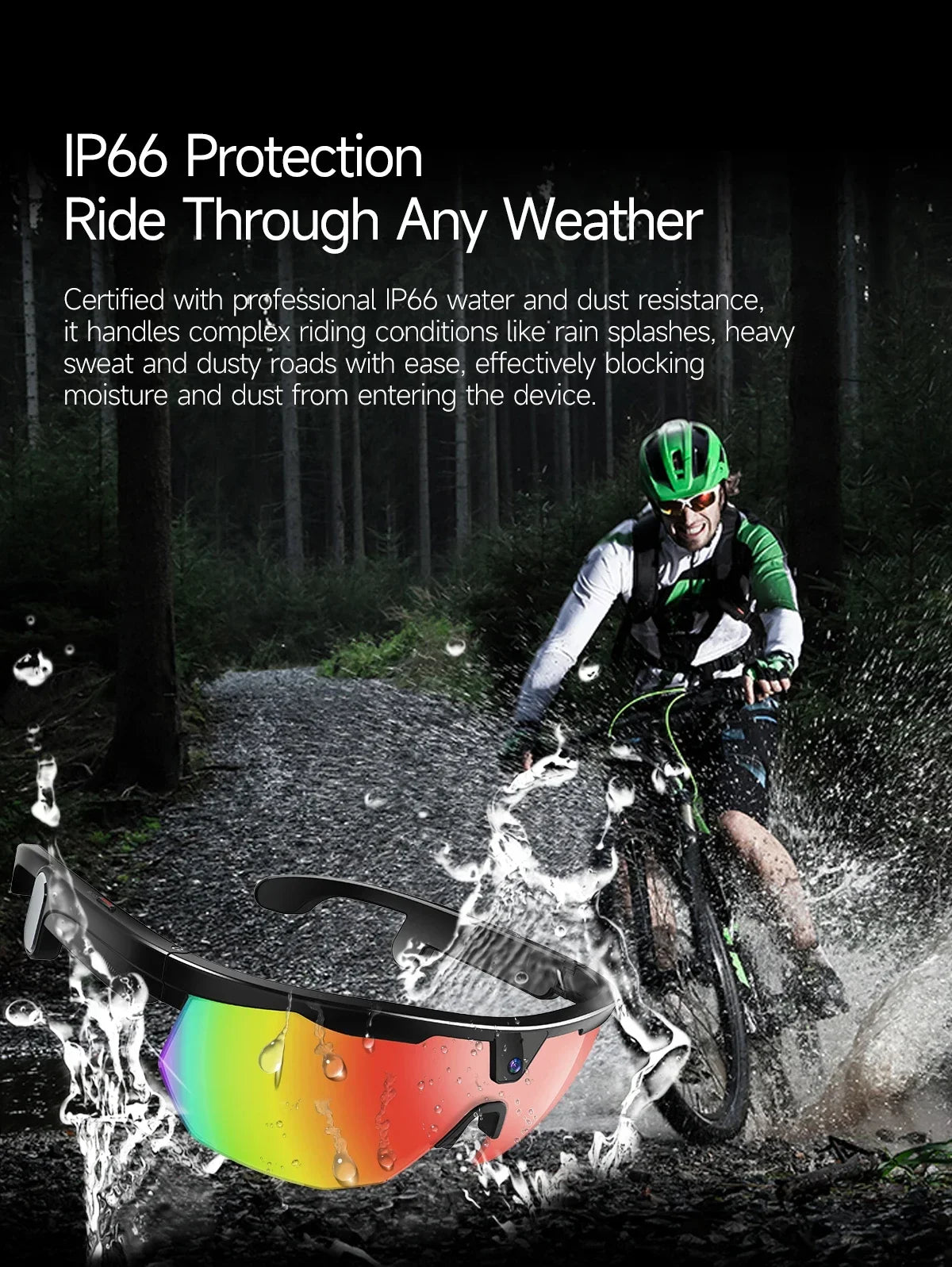 2026 AI Smart Glasses 800W HD Anti-shake Camera IP66 Waterproof AI Voice Wake-up AI Translation Four-in-one Cycling Glasses