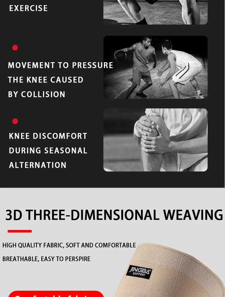 JINGBA SUPPORT Sports Basketball Knee Pads Support Elastic Nylon Knee Brace Volleyball Knee Protector Rodillera Deportiva