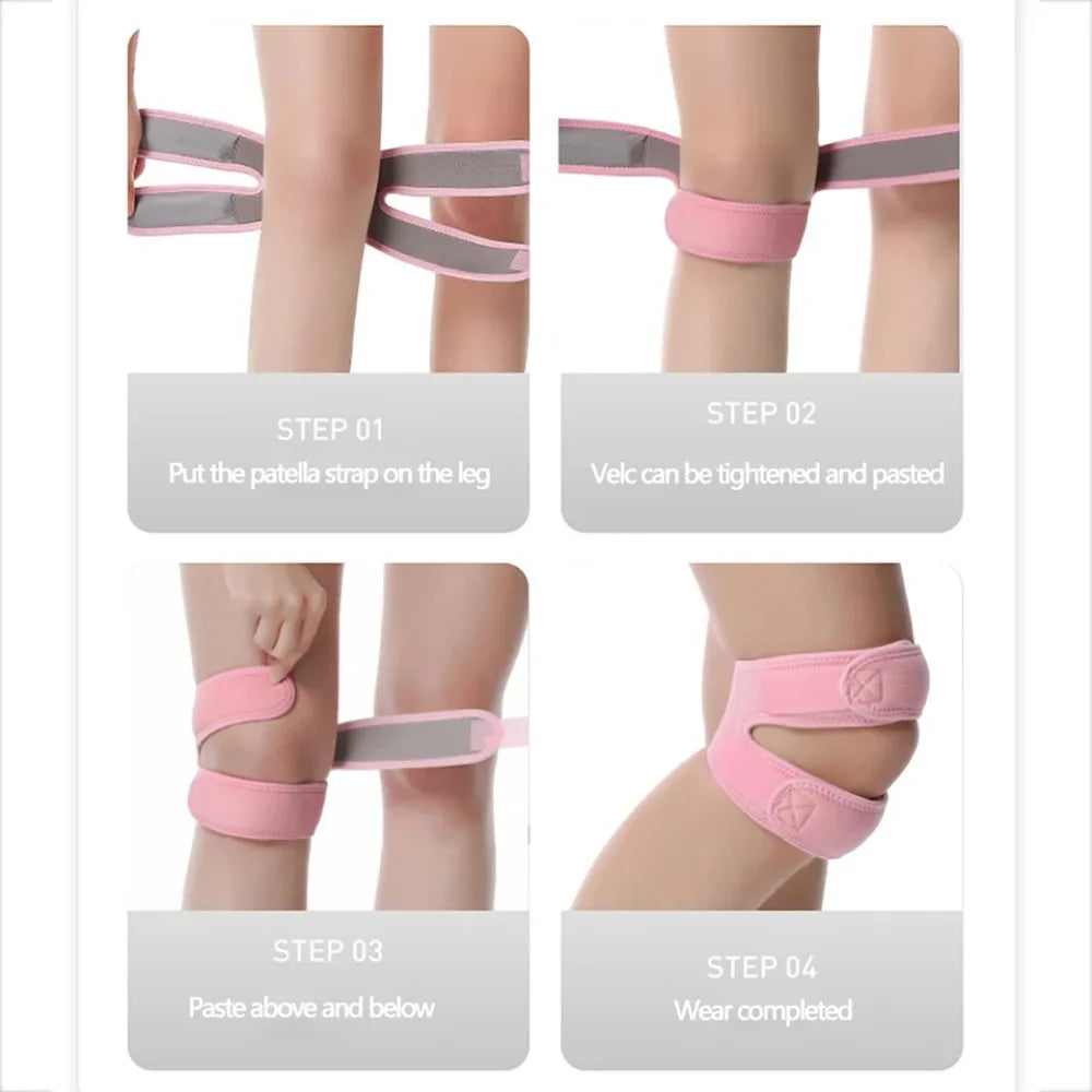 1/2Pcs Adjustable Sports Kneepad Double Patellar Knee Patella Tendon Support Strap Brace Pad ProtectorOpen Knee Wrap Strap Band