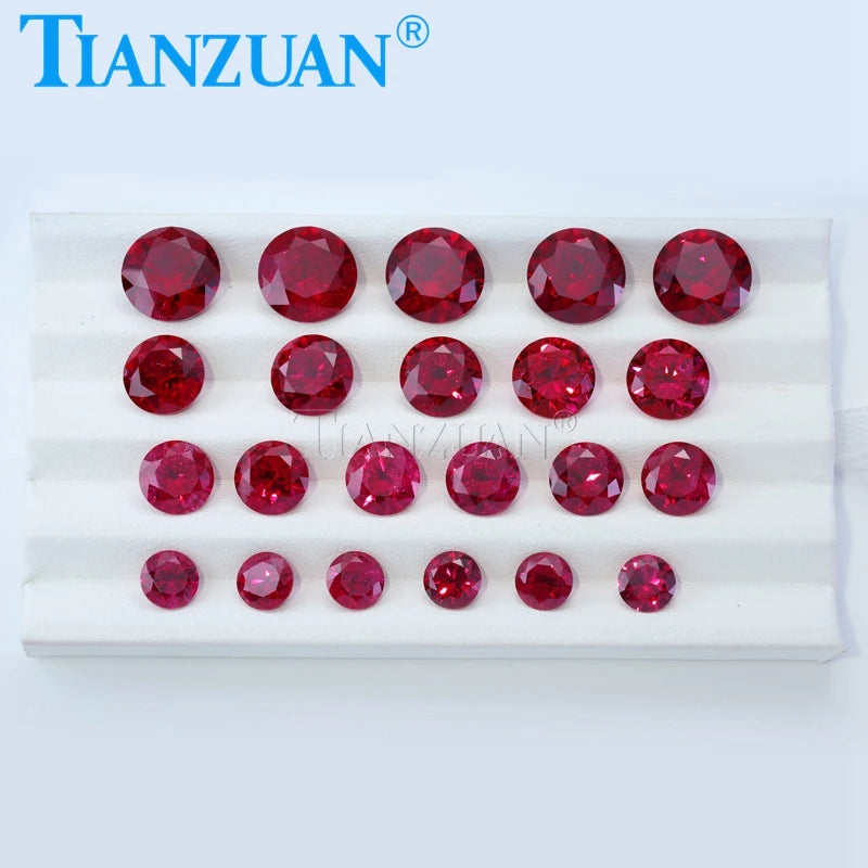 Lab Grown Ruby Round Shape  Red Stone Diamond Cut  with Inculsions Artificial Loose Ruby Stone with AGL Certificate
