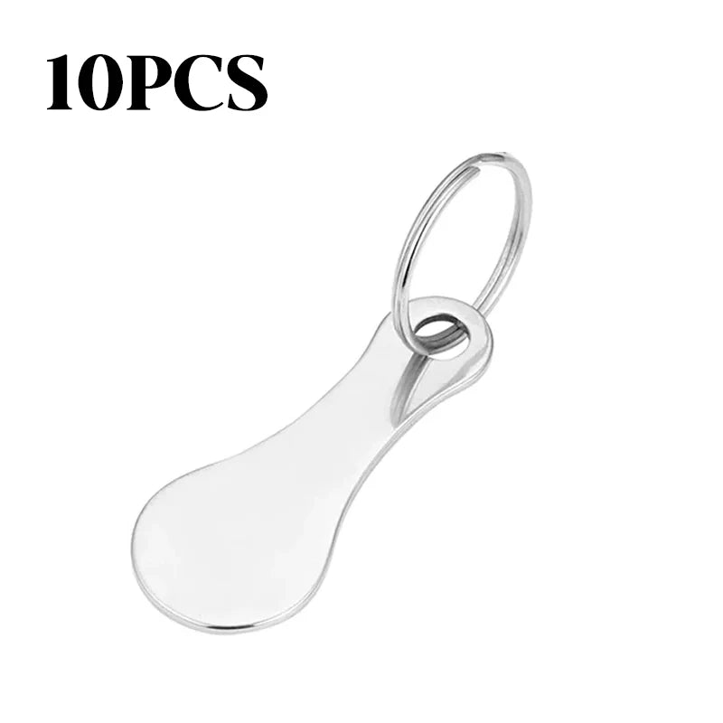 10PCS Free Custom Logo Shopping Cart Trolley Token Key Ring Hanger Loose Shopping Cart Chip Stainless Steel Shopping Cart Tools