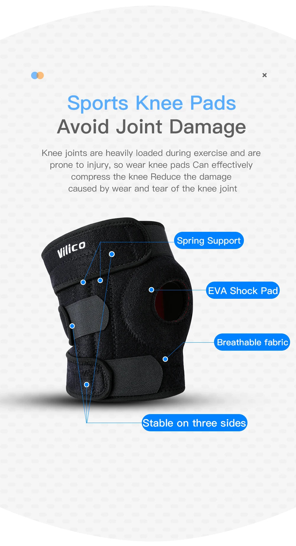 Knee Brace with Side Stabilizers Breathable Adjustable Knee Support Suitable for Sport Training and Knee Pain