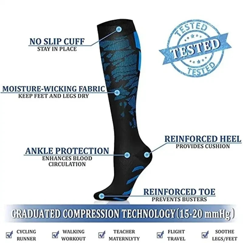 Varicose Compression Socks For Men Women Basketball Fitness Marathon Sports Socks For Doctors Swelling Diabetes Anti Fatigue New