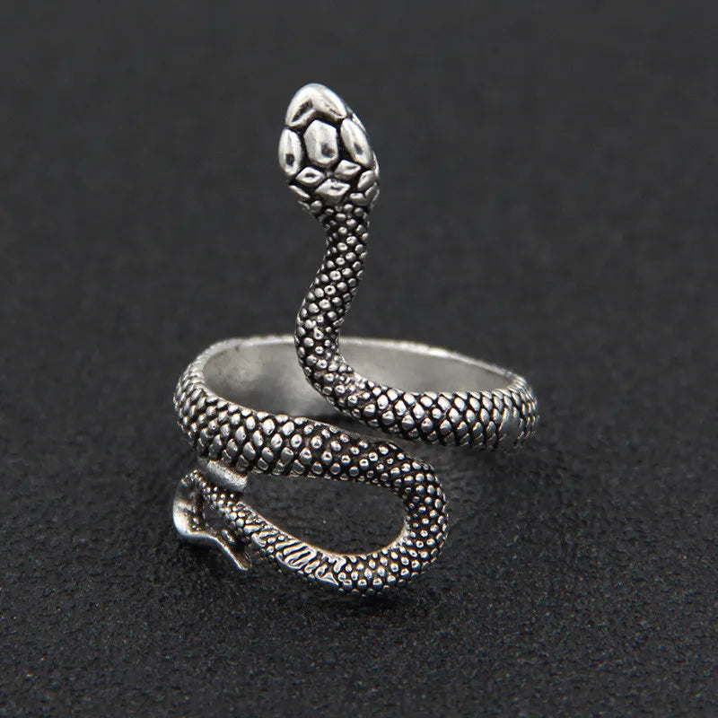 Fashion Retro Exaggerated Spirit Snake Ring Punk Adjustable Opening Snake-shaped Student Index Finger Ring Trend Jewelry