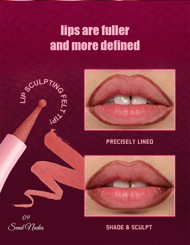 Round Tip Lip Makeup Pencil Natural Color Long Lasting Waterproof Smudge-Proof Smooth Application Lip Liner