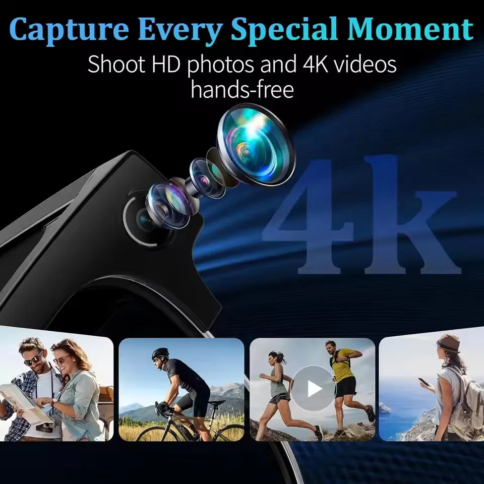New HOT Business Smart Glasses Men 800W 4K HD Camera 1080P Shooting Action Capture AI Chat Call Waterproof Windproof Sunglasses