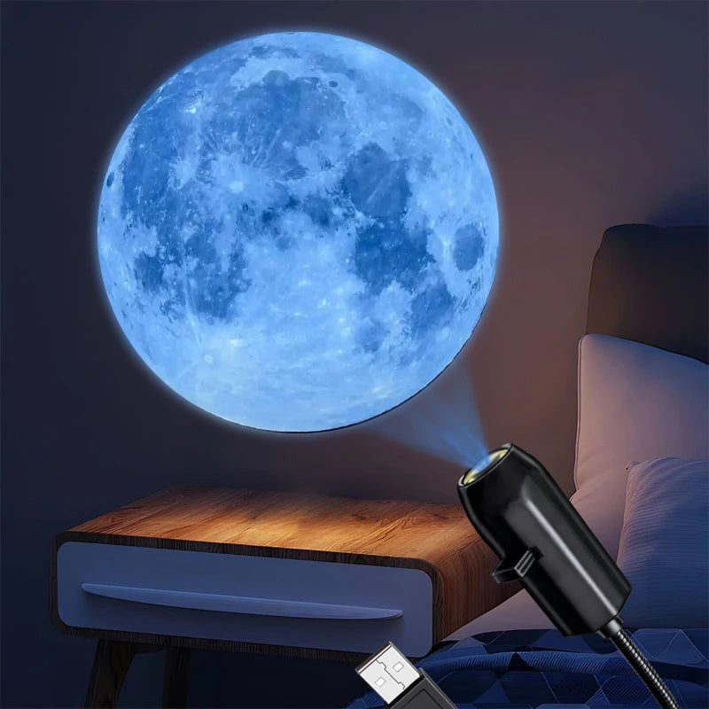 USB Ceiling Moon Earth Projection Atmosphere Light Starry Sky Lamp Night Light Romantic Bedroom Decoration Galaxy Projector