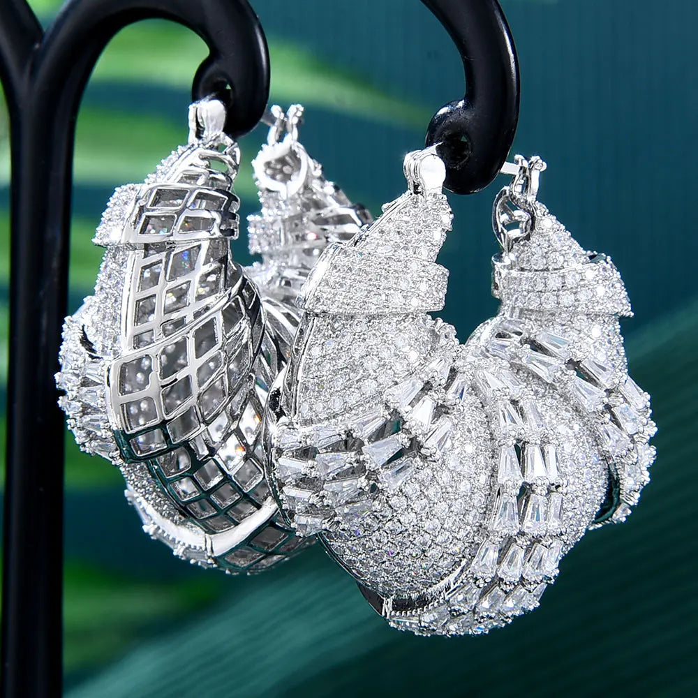 GODKI Luxury Leopard Statement Big Hoop Earrings For Women Wedding Cubic Zircon CZ DUBAI Bridal Round Circle Hoop Earring 2019
