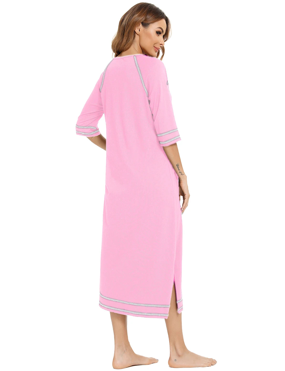 Zipper Women Sleepwear Pajama Maternity Dress 3/4Sleeve Nursing Baby Breastfeeding Nightdress Pregnancy Dress пижама хлопок