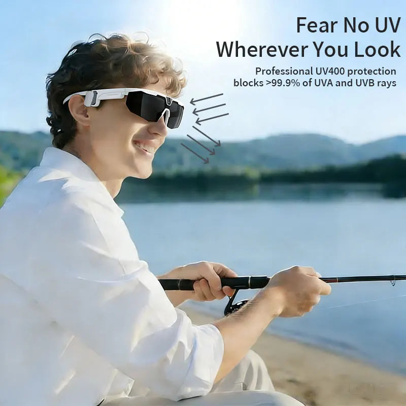 LIGE AI Smart Glasses 800W HD Anti-shake Camera Action Capture Goggles 3D Surroud Sound AI Chat Call Cycling Sports Sunglasses