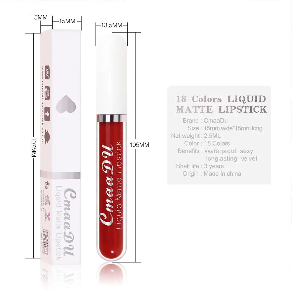 18-Color Waterproof Matte Liquid Lipstick