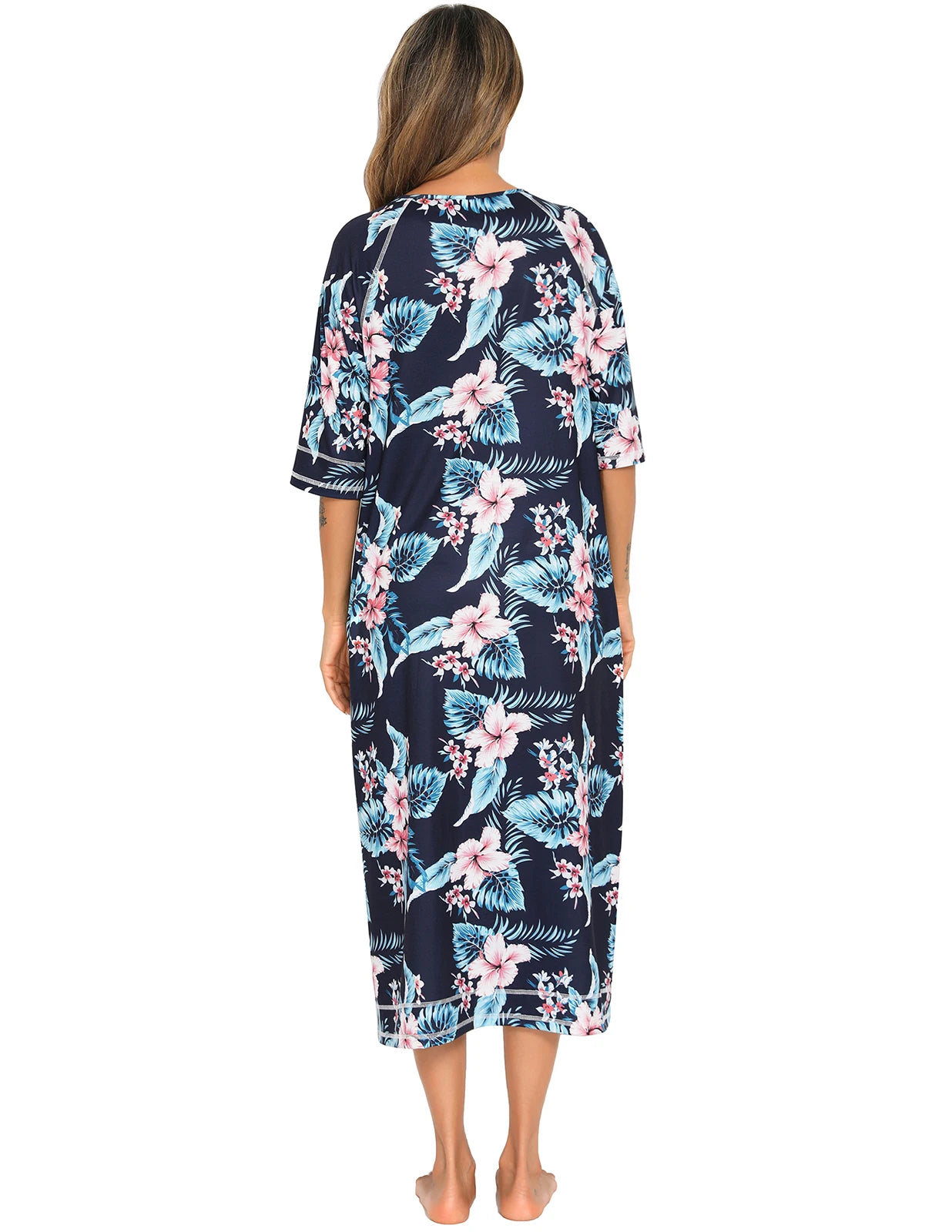Zipper Women Sleepwear Pajama Maternity Dress 3/4Sleeve Nursing Baby Breastfeeding Nightdress Pregnancy Dress пижама хлопок