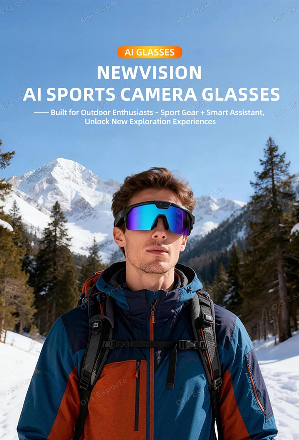 2026 New AI Smart Shooting & Recording Glasses with 800W Camera HD Anti-shake Bicycle Riding Shooting Artifact Windproof Goggles