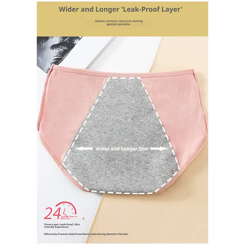 4PCS Women'S Menstrual Panties High Waist Cotton Briefs Lingerie Physiological Pants Leak Proof Underwear Ladies Period Panty