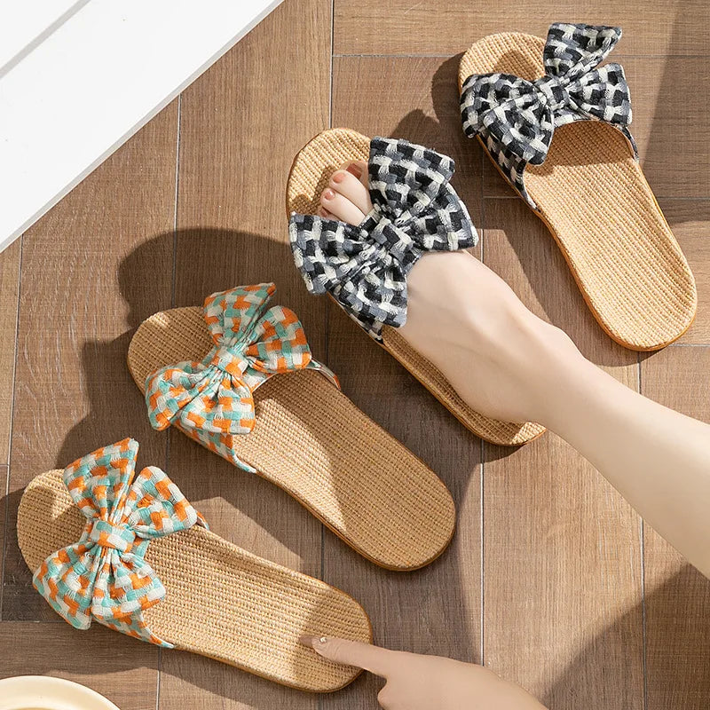 New linen fabric slippers for women perfect for summer suitable for home  indoor use soft sole non-slip. slippers