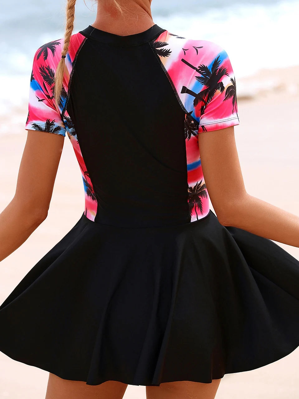 2026 Women Shorts Sleeve Swimwear One Piece Zipper Design For Swimming Surfing Sport Swimsuit Female Bather Bathing Beach Dress
