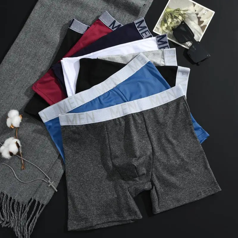 4Pcs/Set Seamless Milk Silk Mid-Long Boxer Shorts For Men Fashion High Elastic Leisure Comfortable Boyshort Sexy Male Underwear