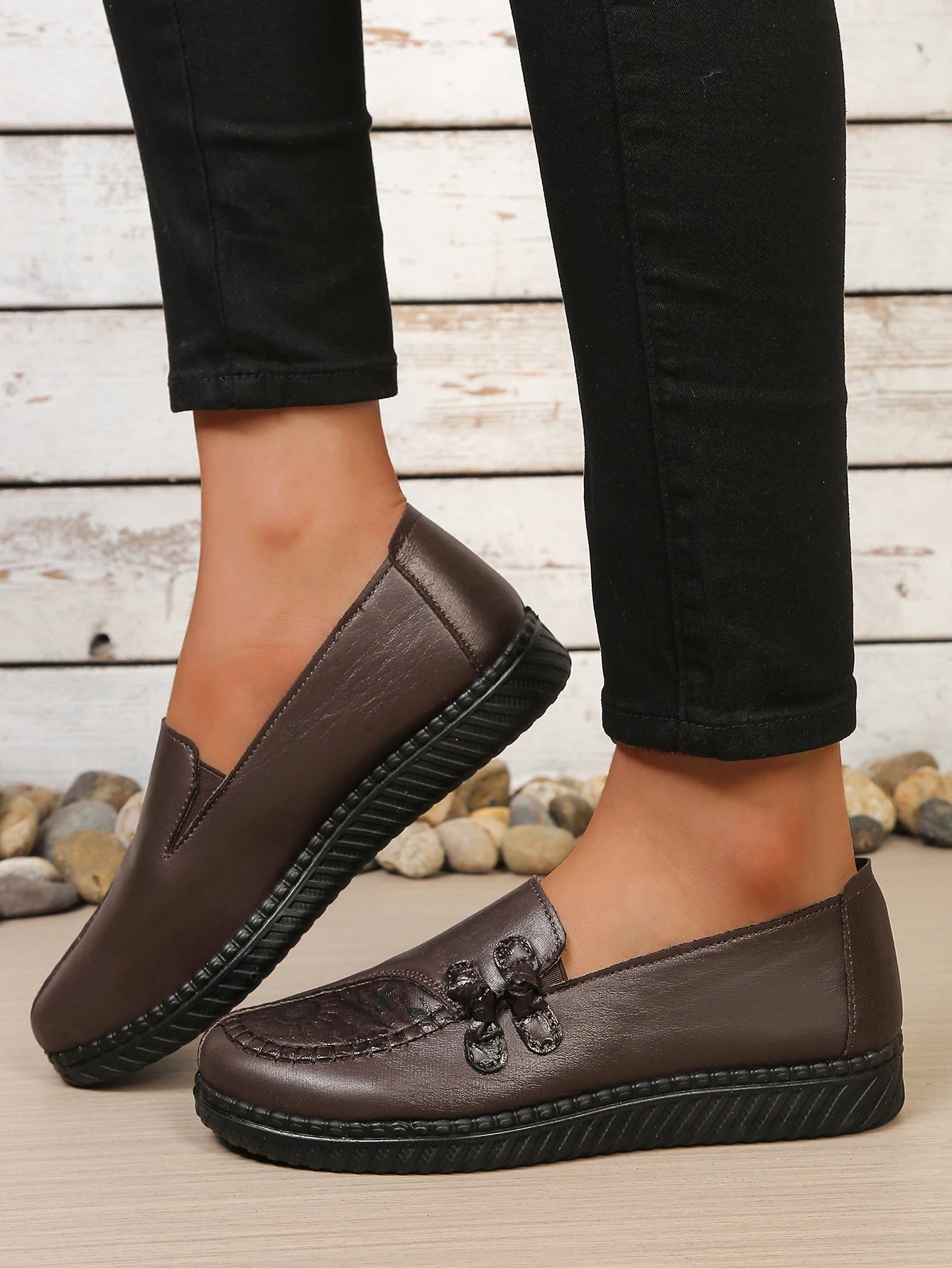 Women's shoes, mom's casual shoes, leather flat shoes, best-selling, elegant and comfortable loafers, free shipping shoes