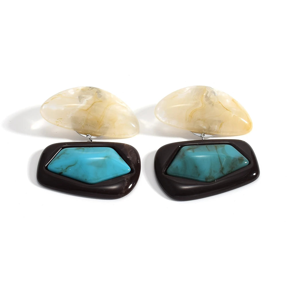 Vintage Summer Resin Drop Earrings For Women Acrylic Geometric Earrings Jewelry Gifts Accessories