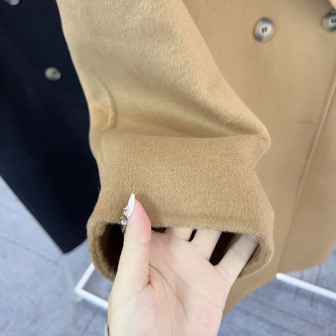 2025 Autumn Women Drouble Breasted Woolen Coat Fashion Loose Style Women Winter Clothes Long Coats Tops New