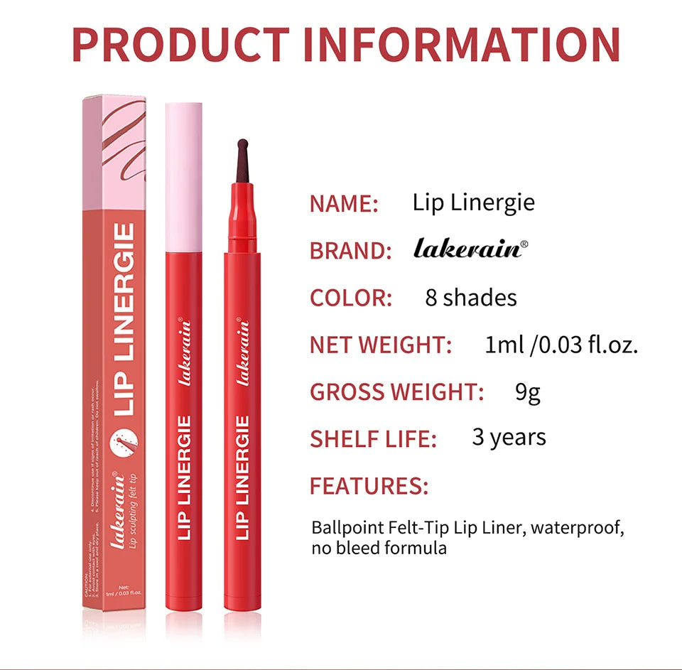 Lakerain Inno Ballpoint Pen Style Lip Liner Long-lasting Non-fading Lip Makeup Lip Line Pen for Clear Definition