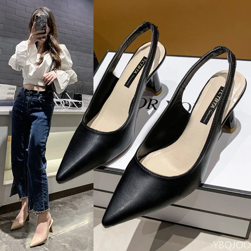 Spring and Summer Fashion New Pointed High-heeled Women's Shoes with Thin Heel and Toe Cover Shallow Mouth Single Shoe for Women