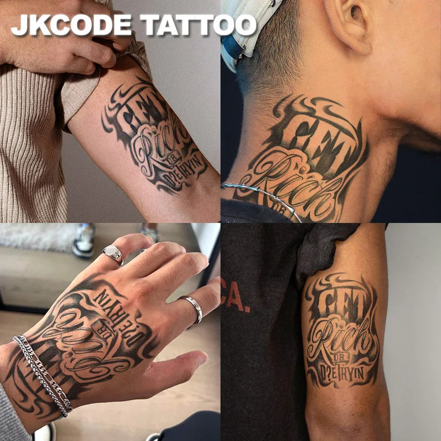 Semi-Permanent Tattoo |   Lucky Totems, Graffiti Patterns, Get-Rich-Quick Hip-Hop Style Tattoos, Neck Tattoos |   Unisex Waterproof Body Paint, Realistic Temporary Tattoos, Plant Motifs, Finger Tattoos, Magic Tattoos, Lasts f