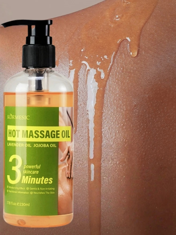 230ml Body Massage Essential Oil, Containing Glycerin, Lavender Extract, Caffeine, and Other Ingredients, the Warming Massage Oil Helps to Enhance and Tighten the Skin, Especially Suitable for after Exercise or Prolonged Peri