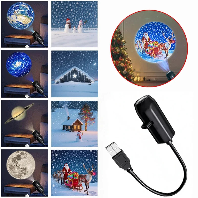 USB Ceiling Moon Earth Projection Atmosphere Light Starry Sky Lamp Night Light Romantic Bedroom Decoration Galaxy Projector