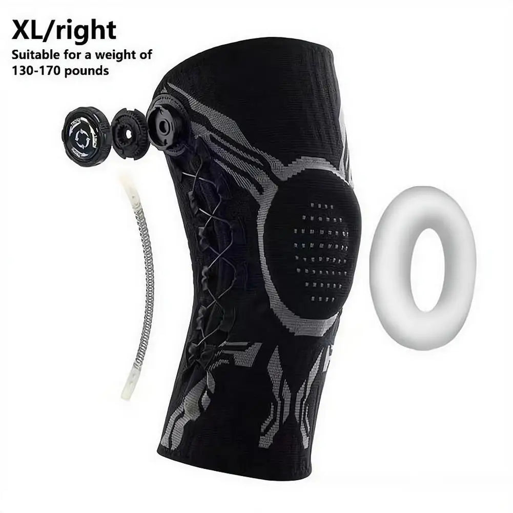 Knob Adjustable Knee Brace 360 Degree Protection Spring Lateral Support Anti-Slip Silicone Pads Breathable Knee Sleeve