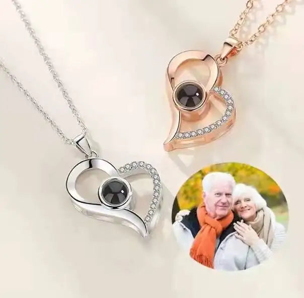 Valentine's Day Gift Photo Custom Projection Necklace Lock Shaped Projection Necklace Lover Family Wife Husband Memory Gift