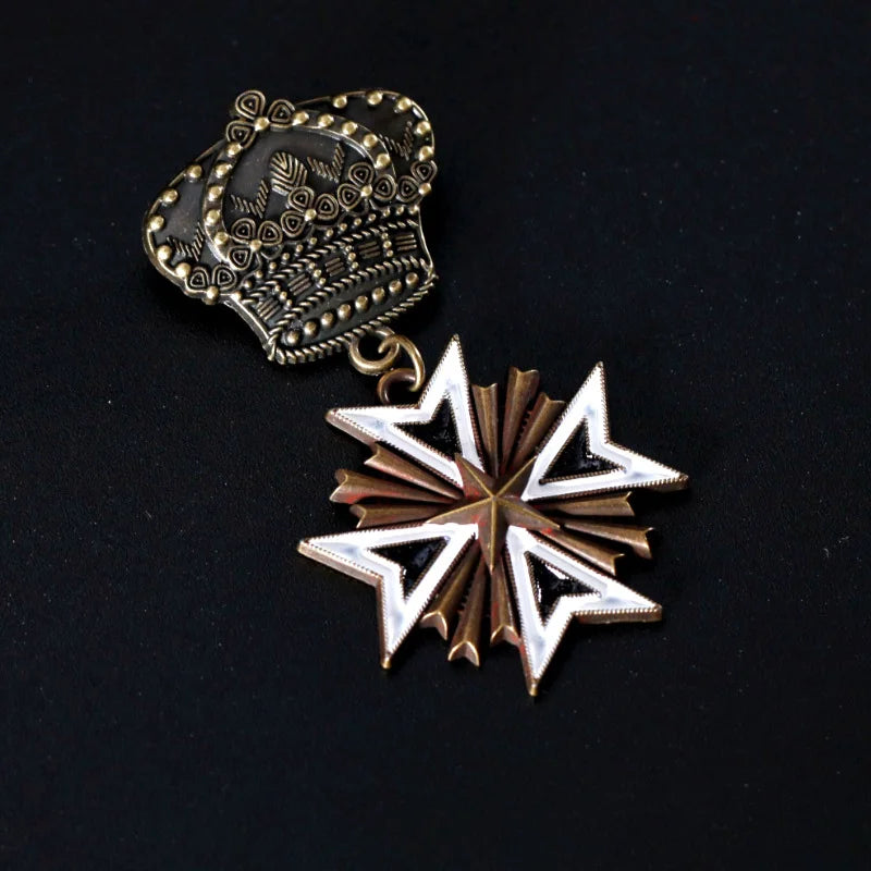 Hot selling trendy product Instagram style coat badge clothing accessories Cross Crown Medal brooch