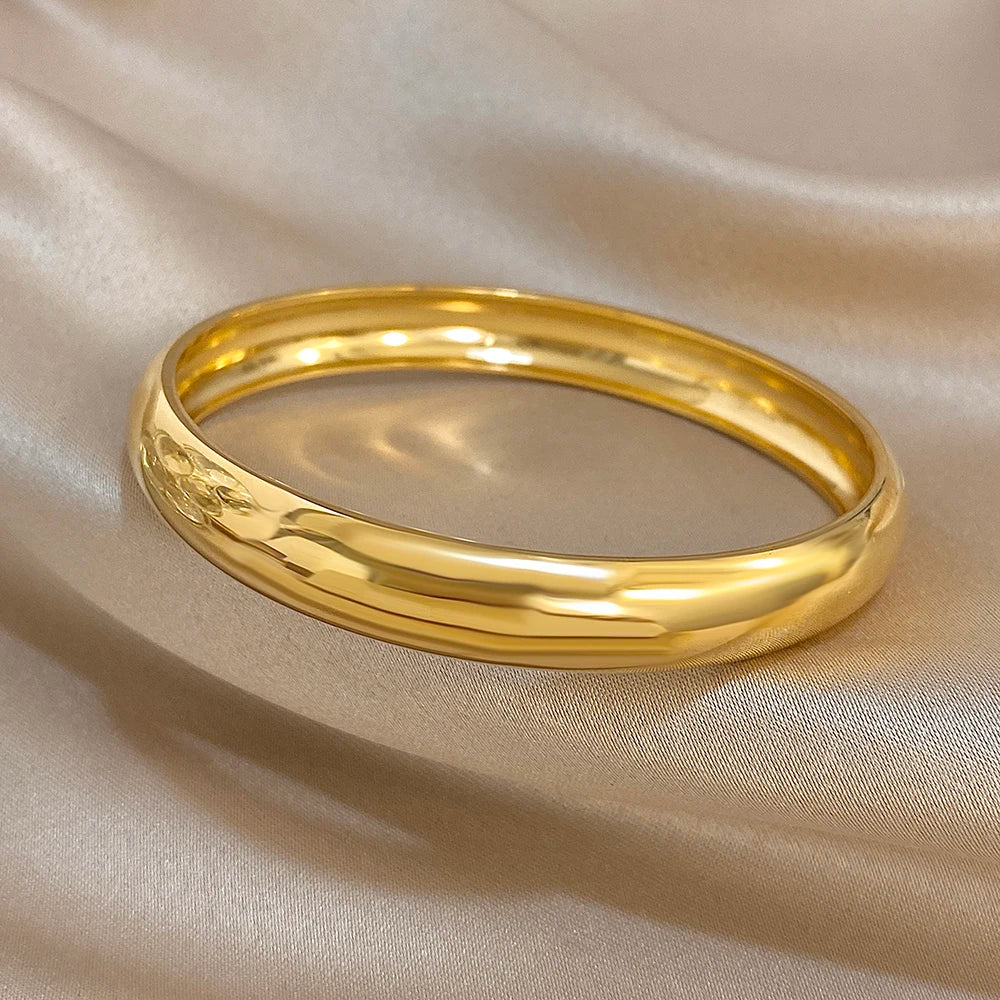 Glossy Gold Bangle Stainless Steel Jewelry